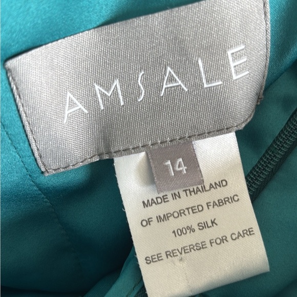 Amsale Silk Gown Emerald Green Strapless Long Dress Bridesmaid Wedding - Picture 4 of 4